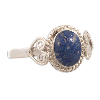 Sterling silver cocktail ring, 'Blue Sophistication' - Sterling Silver and Lapis Lazuli Ring from Peru