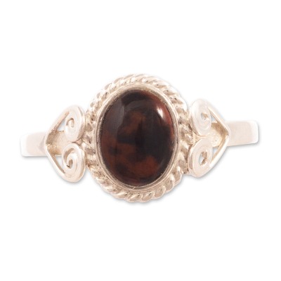 Mahogany obsidian cocktail ring, 'Brown Sophistication' - Unique Mahogany Obsidian Cocktail Ring