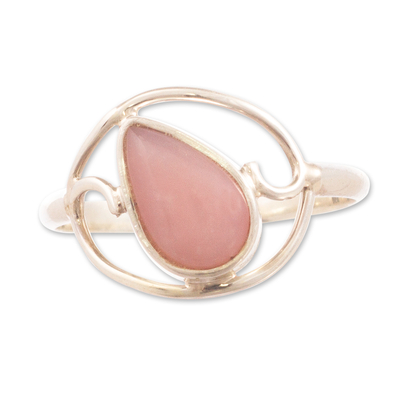 Opal cocktail ring, 'Universal Truth' - Polished Silver and Pink Opal Ring