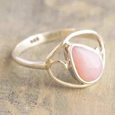 Opal-Cocktailring - Ring aus poliertem Silber und rosa Opal