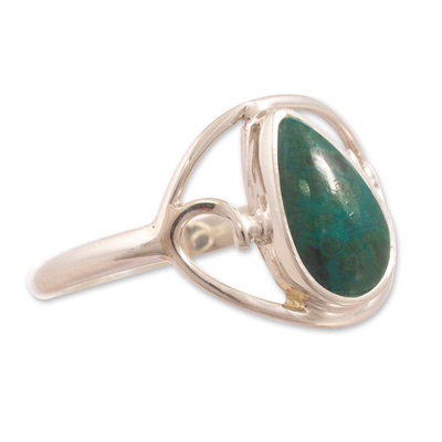 Chrysocolla cocktail ring, 'Universal Truth' - Sterling Silver and Chrysocolla Ring