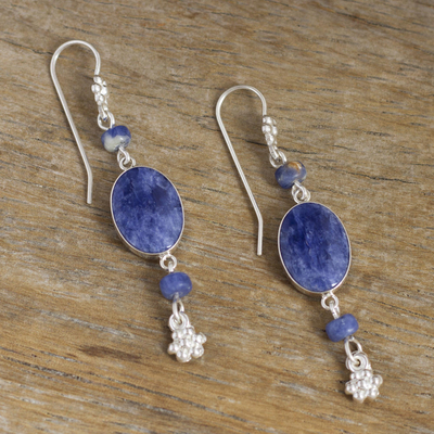 Sodalite dangle earrings, 'Impulse' - Artisan Crafted Sodalite Earrings