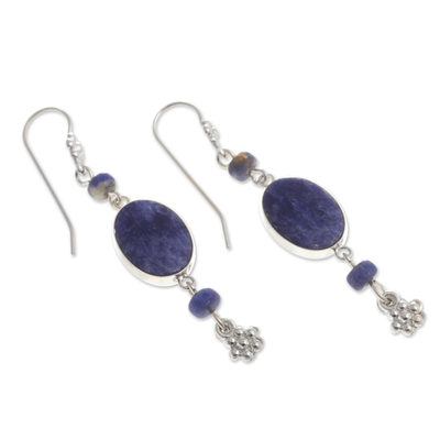 Sodalite dangle earrings, 'Impulse' - Artisan Crafted Sodalite Earrings