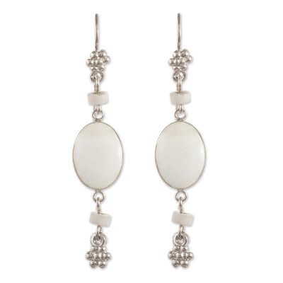 Onyx dangle earrings, 'Impulse' - White Onyx Dangle Earrings from Peru