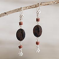 Sterling Silver Earrings with Mahogany Obsidian,'Impulse'
