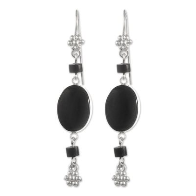 Obsidian dangle earrings, 'Impulse' - Sterling Silver Earrings with Obsidian
