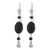 Obsidian dangle earrings, 'Impulse' - Sterling Silver Earrings with Obsidian thumbail