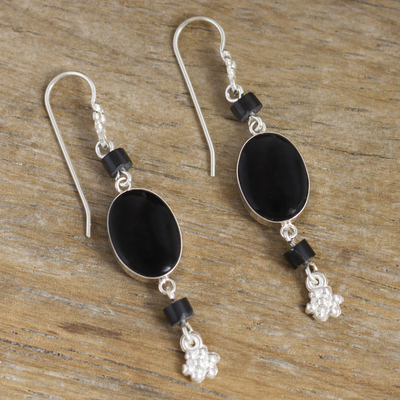 Obsidian-Ohrhänger - Ohrringe aus Sterlingsilber mit Obsidian