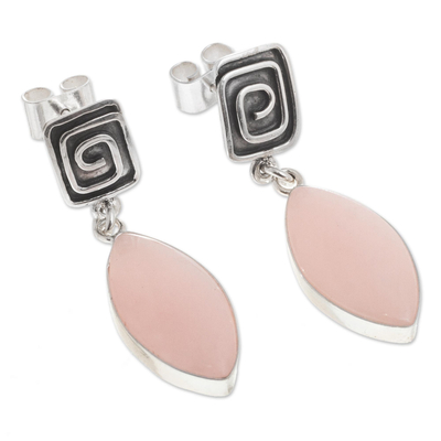 Opal dangle earrings, 'Amazing' - Natural Pink Opal Earrings from Peru