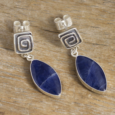 Sodalite dangle earrings, 'Amazing' - Artisan Crafted Sodalite Dangle Earrings