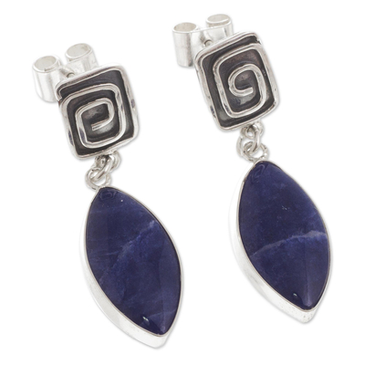 Sodalite dangle earrings, 'Amazing' - Artisan Crafted Sodalite Dangle Earrings