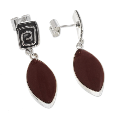Jasper dangle earrings, 'Amazing' - Russet Jasper and Sterling Silver Earrings