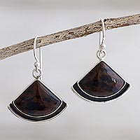Mahogany obsidian dangle earrings, 'Expression' - Unique Mahogany Obsidian Dangle Earrings