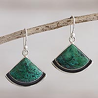 Chrysocolla dangle earrings, 'Expression'