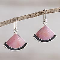 Opal dangle earrings, 'Expression' - Hand Crafted Pink Opal Dangle Earrings