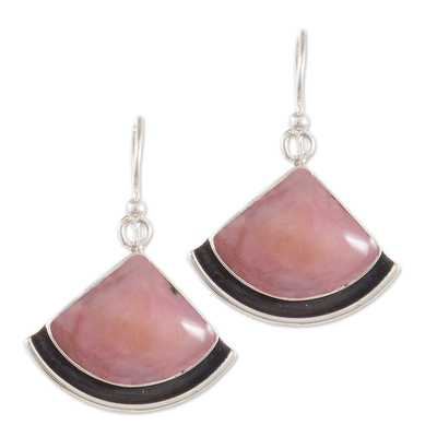 Opal dangle earrings, 'Expression' - Hand Crafted Pink Opal Dangle Earrings