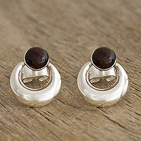 Ohrringe aus Mahagoni-Obsidian, „Gekrönter Halbmond“ – handgefertigte Ohrringe aus Mahagoni-Obsidian und Silber