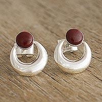 Jasper drop earrings, 'Crowned Crescent'