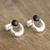 Obsidian drop earrings, 'Crowned Crescent' - Black Obsidian and Sterling Silver Drop Earrings thumbail