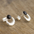 Obsidian drop earrings, 'Crowned Crescent' - Black Obsidian and Sterling Silver Drop Earrings (image 2b) thumbail