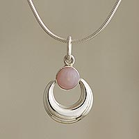 Opal pendant necklace, 'Crowned Crescent'