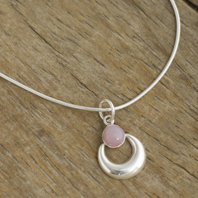 Halskette mit Opalanhänger - Halskette aus Sterlingsilber und rosa Opal aus Peru