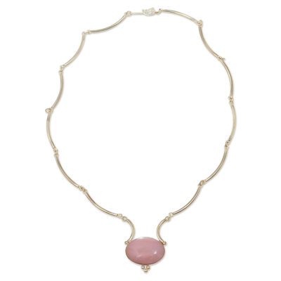 Opal pendant necklace, 'Mystical Energy' - Pink Opal and Sterling Silver Necklace