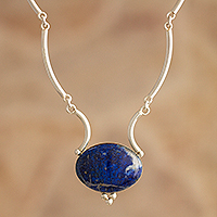 Collar colgante de lapislázuli, 'Energía mística' - Collar colgante de plata de ley y lapislázuli