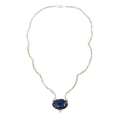 Lapis lazuli pendant necklace, 'Mystical Energy' - Sterling Silver and Lapis Lazuli Pendant Necklace