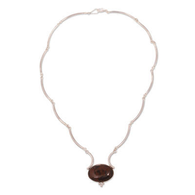 Mahagoni-Obsidian-Anhänger-Halskette - handgefertigte Mahagoni-Obsidian-Anhänger-Halskette