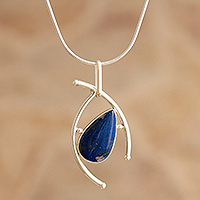 Contemporary Lapis Lazuli and Sterling Silver Necklace,'Outlook'