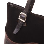 Leather and suede tote bag, 'Cusco Journey' - Leather and Suede and Wool Tote Bag
