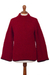 Alpaca blend funnel neck sweater, 'Sumptuous Warmth in Red' - Plush and Warm Red Alpaca Blend Boucle Sweater (image 2a) thumbail