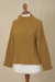 100% alpaca sweater, 'Antique Gold Trellis' - Women's Antique Gold 100% Alpaca Sweater (image 2c) thumbail