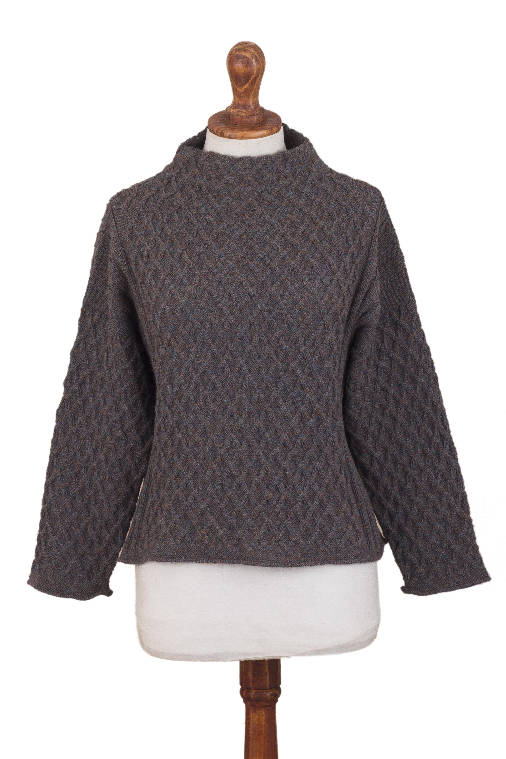 UNICEF Market | Trellis Pattern Grey 100% Alpaca Sweater - Smoky Grey ...