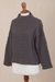 100% alpaca sweater, 'Smoky Grey Trellis' - Trellis Pattern Grey 100% Alpaca Sweater