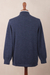 Men's 100% alpaca zipper cardigan, 'Cozy Prussian Blue' - Prussian Blue Alpaca Cable Knit Zip Front Men's Cardigan (image 2f) thumbail