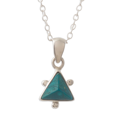 Sterling Silver and Chrysocolla Pendant Necklace