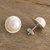 Cultured pearl button earrings, 'Quintessential' - Classic Cultured White Pearl Button Earrings (image 2b) thumbail