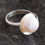 Cultured pearl cocktail ring, 'Quintessential' - Sterling Silver Cocktail Ring with White Cultured Pearl
