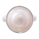 Cultured pearl cocktail ring, 'Quintessential' - Sterling Silver Cocktail Ring with White Cultured Pearl