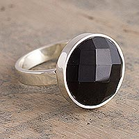 Onyx cocktail ring, 'Ritual'