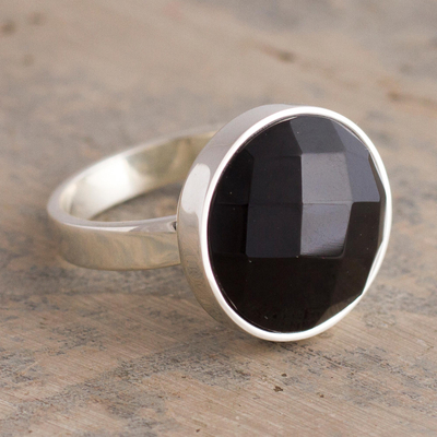 Onyx cocktail ring, 'Ritual' - Black Onyx Single Stone Ring