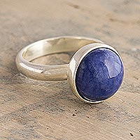 Sodalite single-stone ring, 'Blue Elysium'