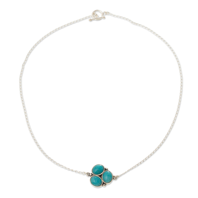 Halskette mit Amazonit-Anhänger, „Simple Hope“ – Halskette aus natürlichem Amazonit und Sterlingsilber