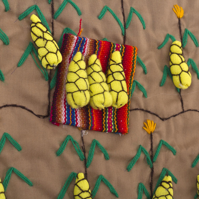 Apliques de algodón para colgar en la pared - Colgante de pared de arte popular de arpillera hecho a mano