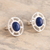 Sodalite button earrings, 'Eternal Calm' - Oval Button Earrings with Sodalite (image 2) thumbail