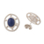 Sodalite button earrings, 'Eternal Calm' - Oval Button Earrings with Sodalite (image 2c) thumbail