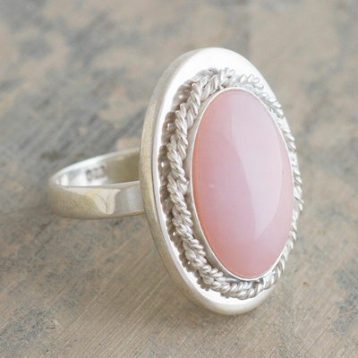 Opal cocktail ring, 'Cachet' - Pink Opal and Sterling Silver Cocktail Ring