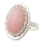 Opal cocktail ring, 'Cachet' - Pink Opal and Sterling Silver Cocktail Ring